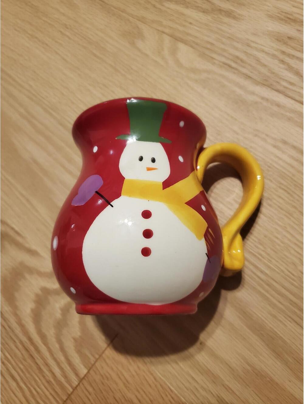 Pier 1 Hand-Painted Snowman Holiday Mug